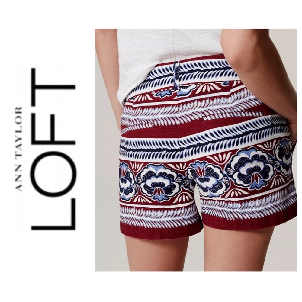 LOFT RIVIERA 4” COTTON BOHO PRINT SHORTS SIZE XXS NWT